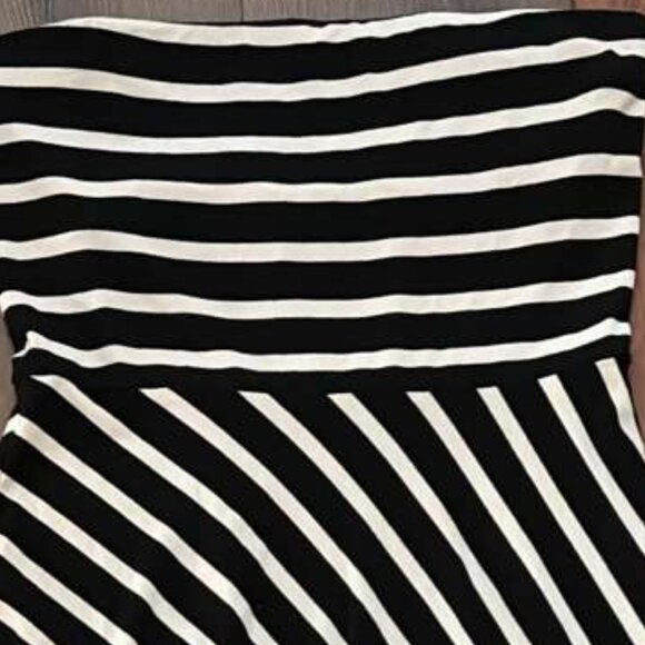 LOFT Diagonal & Horizontal Stripe Strapless Dress - Medium - Casual Dress - Picture 4 of 5